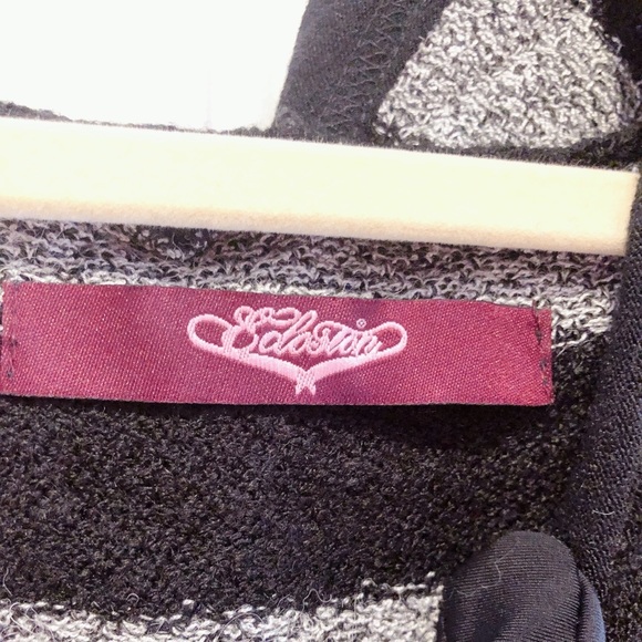 Exclusion Black and Gray Wool Hoodie Sweater Tunic Long Top - Picture 4 of 9